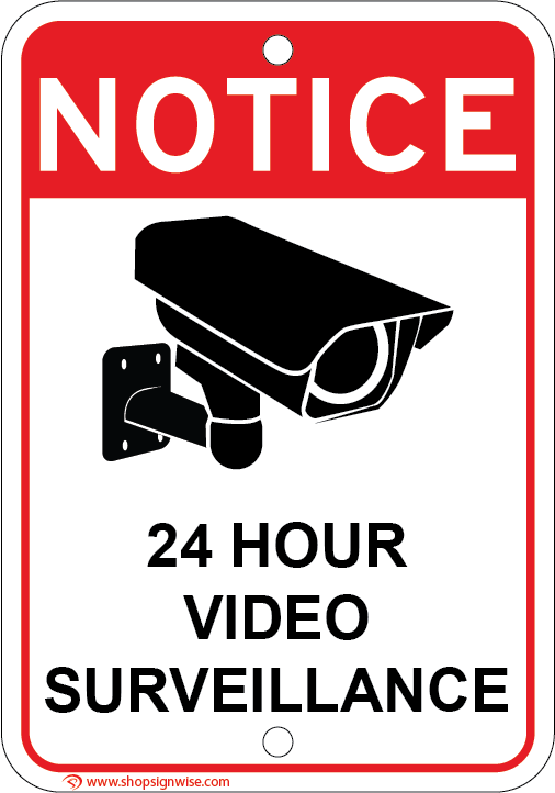 24/7 Video Surveillance Signs - 4 Pack Security Camera Stickers For Doors & Windows, 7.8x3.2 Inch, Weatherproof
