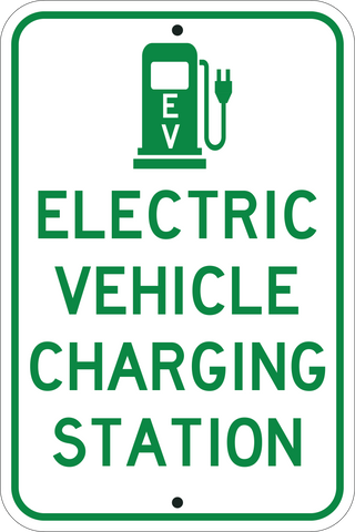 Green Electric Vehicle Charging Station - Sign Wise