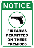 Firearms Permitted On These Premises - Sign Wise