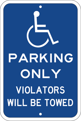 Blue Handicapped Tow Away Parking Sign, 12"x18" - Sign Wise