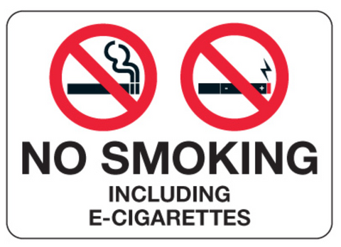 No Smoking Including Electronic Cigarettes - Sign Wise