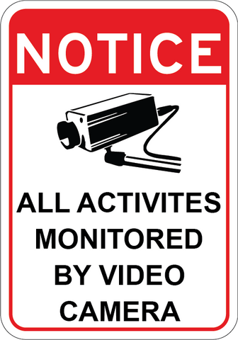All Activities Monitored By Video Camera - Sign Wise