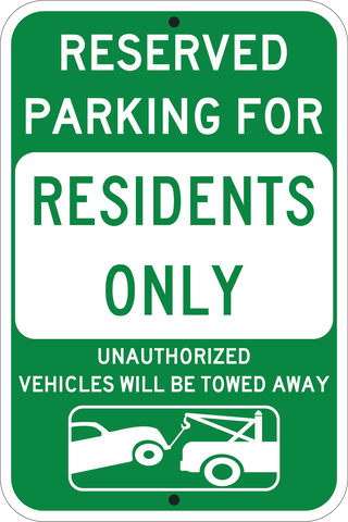 Resident Parking Only Green - Sign Wise