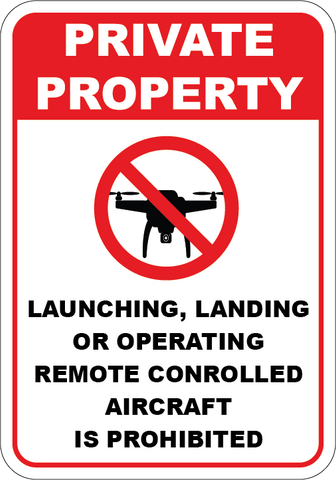 No Launching, Landing, Or Operating Remote Aircraft - Sign Wise