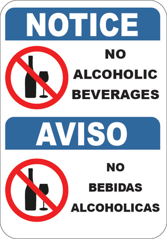 No Alcoholic Beverages English/Spanish