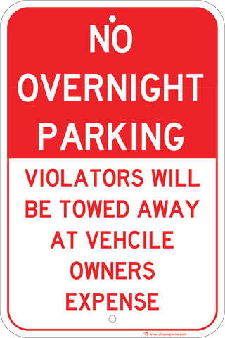 No Overnight Parking - Sign Wise