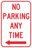 No Parking Any Time Left - Sign Wise