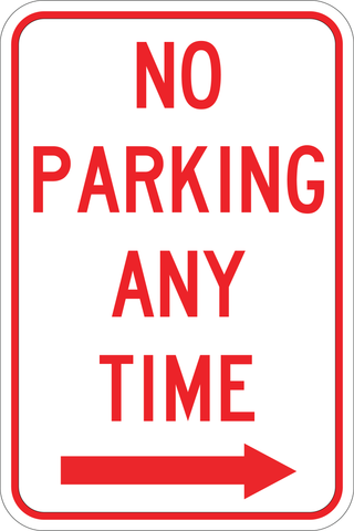 No Parking Any Time Right - Sign Wise