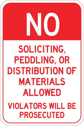 No Soliciting - Peddling - Sign Wise
