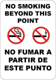 No Smoking or Vaping Beyond This Point English/Spanish - Sign Wise