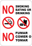 No Smoking Eating or Drinking English & Spanish - Sign Wise