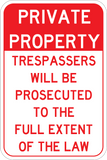 Private Property- No Trespassing 12x18 - Sign Wise