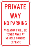 Private Way No Parking - Sign Wise