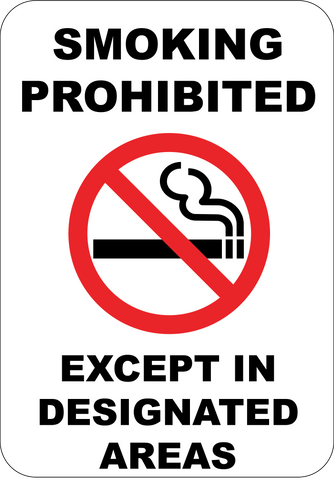 Smoking Prohibited - Except In Designated Areas