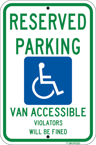 Reserved Parking (R7-8) Van Accessible, 12" x 18" - Sign Wise
